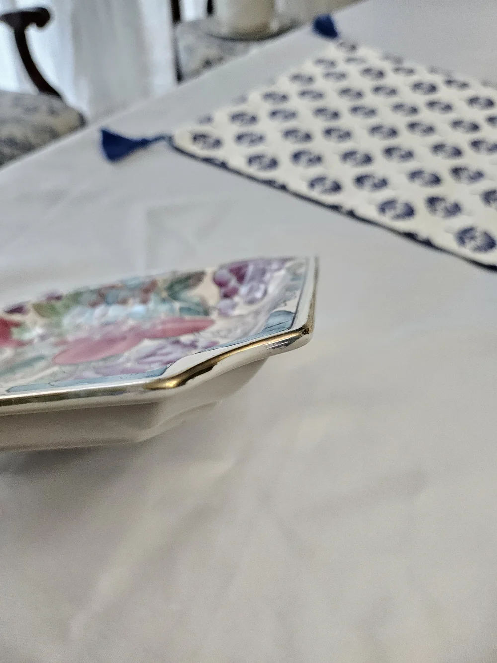 Vintage Andrea by Sadek Porcelain Square Decorative Plate Fruit Macau Style 8